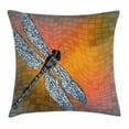 thumbnail image 1 of Dragonfly Throw Pillow Cushion Cover, Bird Like Bugs Flying on Orange Marigold Abstract Geometrical Digital Backdrop, Decorative Square Accent Pillow Case, 24 X 24 Inches, Multicolor, by Ambesonne, 1 of 2
