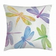 thumbnail image 1 of Dragonfly Throw Pillow Cushion Cover, Colorful Watercolor Winged Bugs Children Kids Nursery Spring Themed Artsy Picture, Decorative Square Accent Pillow Case, 20 X 20 Inches, Multicolor, by Ambesonne, 1 of 2
