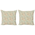 thumbnail image 1 of Ambesonne Vintage Throw Pillow Cover 2 Pack, Retro Dragonflies Flowers, 16", Turquoise and Burgundy, 1 of 2