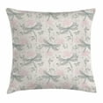 thumbnail image 1 of Dragonfly Throw Pillow Cushion Cover, Shabby Chic Roses Worn Old Vintage Backdrop with Moth Bugs Print, Decorative Square Accent Pillow Case, 16 X 16 Inches, Light Pink Black and White, by Ambesonne, 1 of 2