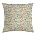 thumbnail image 1 of Dragonfly Throw Pillow Cushion Cover, Vintage Retro Hippie Design with Flower Print Wings Buds Leaves Image, Decorative Square Accent Pillow Case, 18 X 18 Inches, Turquoise and Burgundy, by Ambesonne, 1 of 1