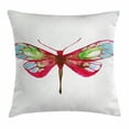 thumbnail image 1 of Dragonfly Throw Pillow Cushion Cover, Vivid Spring Time Inspired Moth Abstract Grunge Watercolor Design, Decorative Square Accent Pillow Case, 16 X 16 Inches, Hot Pink Green and Blue, by Ambesonne, 1 of 2