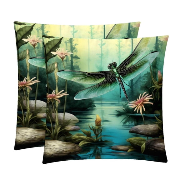 Dragonfly Throw Pillows Set of 2 with Unique Patterns Covers - Available in 16x16, 18x18, and 20x20 Inches for Various Occasions - Includes Throw Pillow Inserts