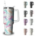 thumbnail image 1 of Dragonfly Tumbler with Handle and Straw, 40 oz Stainless Steel Pink Insulated Cup with Lid and Straw,Travel Coffee Mug Water Bottle, Birthday Christmas Mothers Day Gifts for Animal Lovers Women, 1 of 6