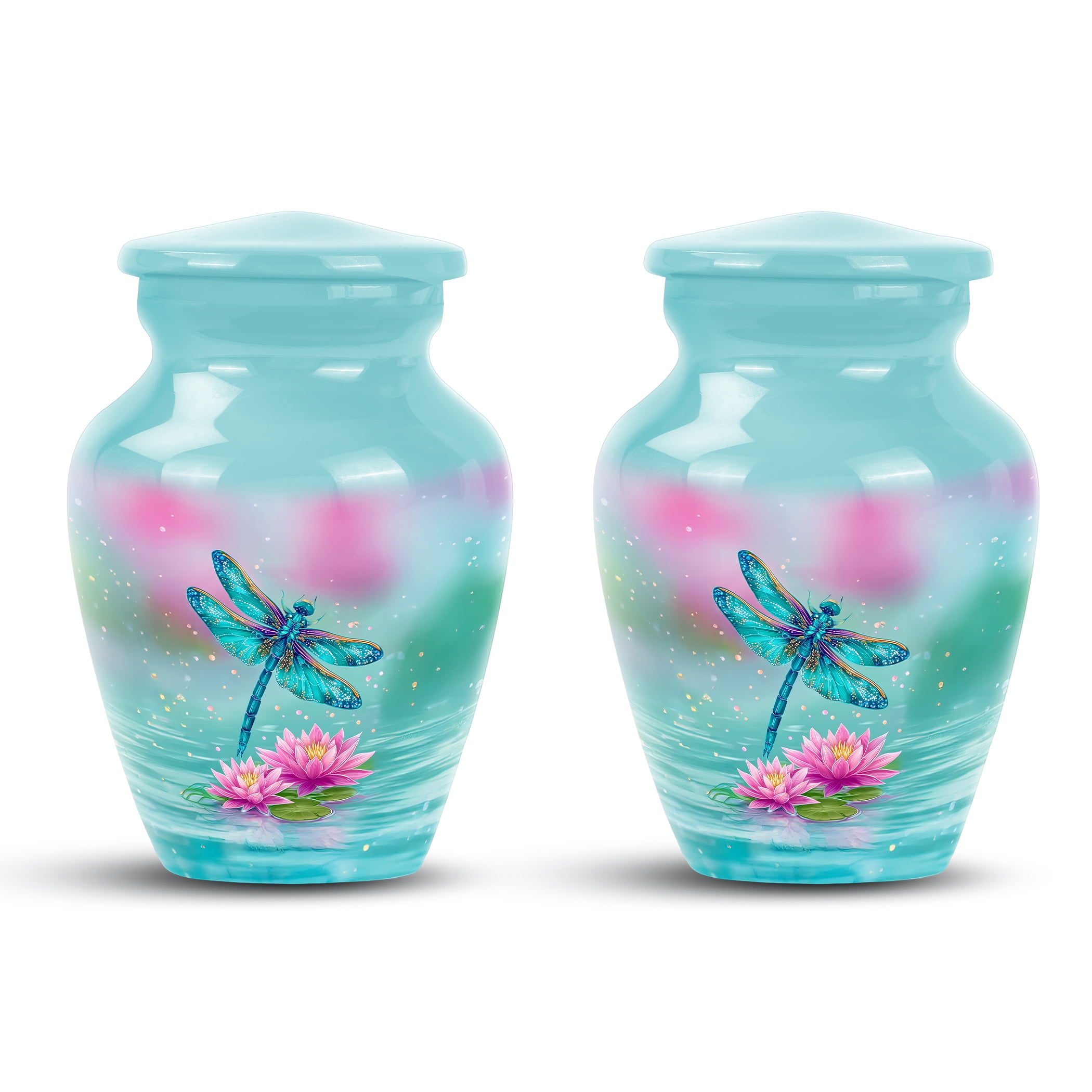 Dragonfly Urn For Ashes Adult Male - Small Urns For Human Ashes Adult Female - Keepsake Urn For Mom - Pink Flower Urns For Adult Human Women ( Size:-3inch 2pc )