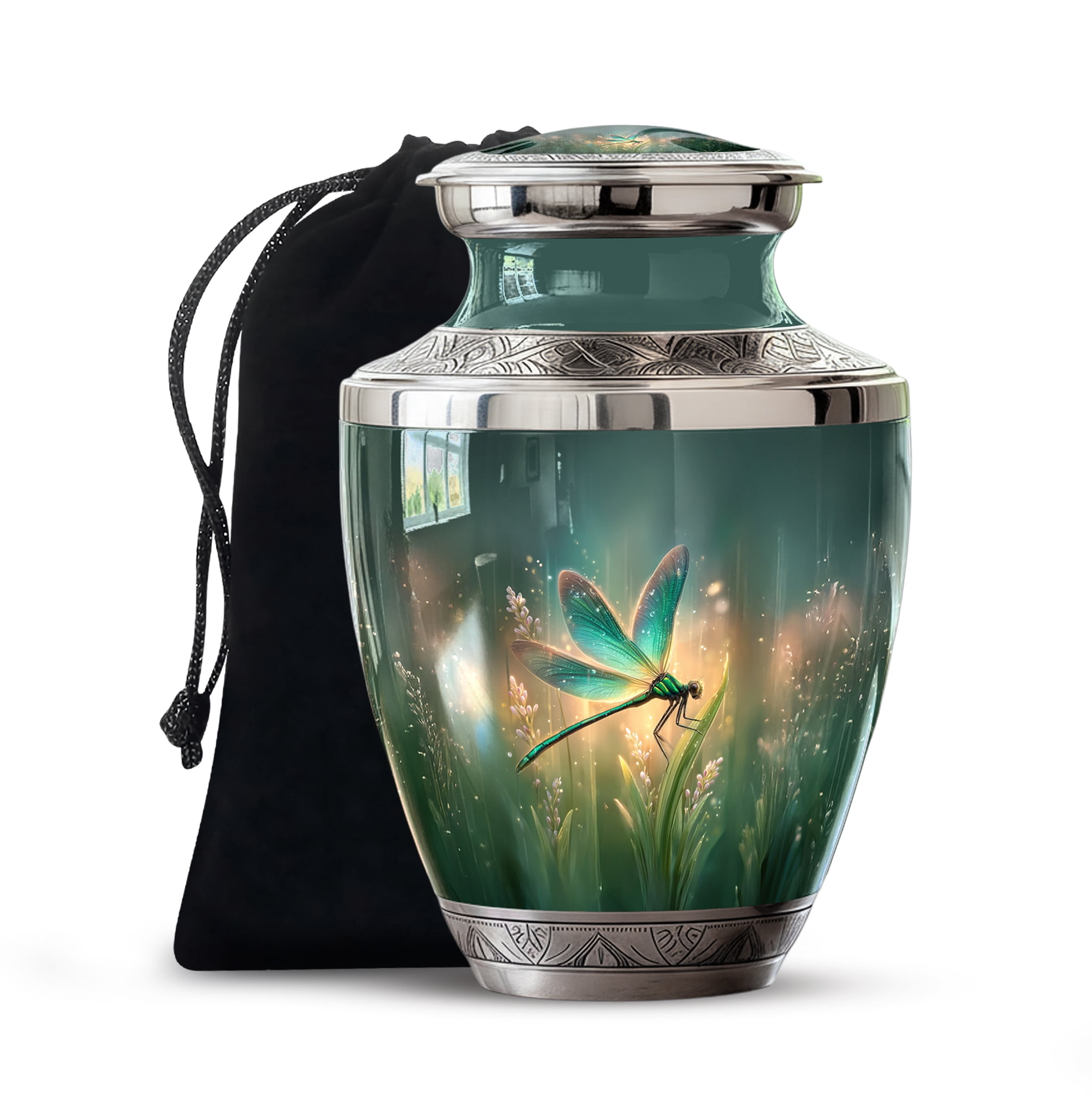 Dragonfly Urn For Human Ashes Adult Female - Large Urns For Human Ashes - Decorative Ash Holder For Mom - Funeral Urns For Women ( Size:-10 Inch 1pc )