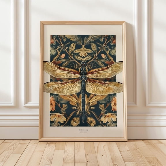 Dragonfly Vintage Botanical Insect Poster Unframed Paper Print