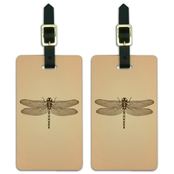 Dragonfly Vintage Insect Luggage ID Tags Suitcase Carry-On Cards - Set of 2