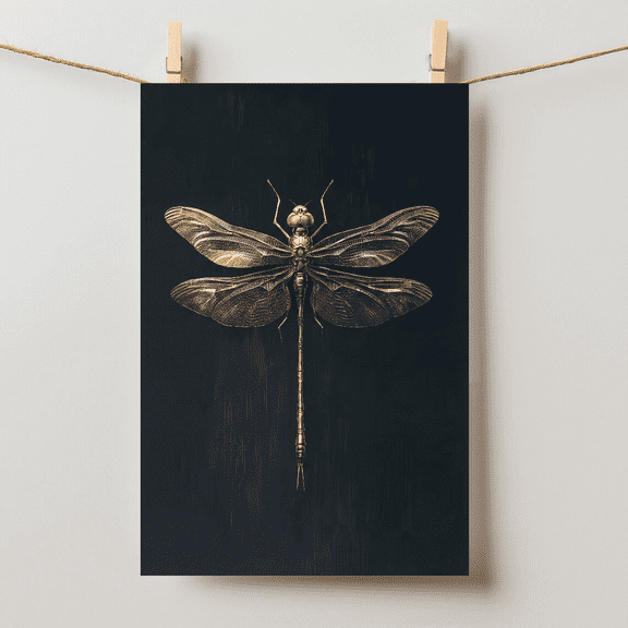 Dragonfly Wall Art Dark Academia Vintage Insect Moody Gallery Unframed Paper Poster 8x10in