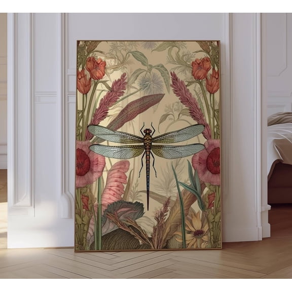 Dragonfly Wall Art, Dragonfly Print, William Morris, Aesthetic Wall Decor, Floral Prints, Artful Art, Floral Poster, Dragonfly Gifts For Her Poster Unframed