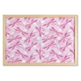 thumbnail image 1 of Dragonfly Wall Art with Frame, Vibrant Spring Theme Beauty Pattern with Winged Inspirational Insect Image, Printed Fabric Poster for Bathroom Living Room, 35" x 23", Pale Pink Fuchsia, by Ambesonne, 1 of 2