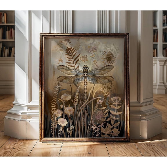 Dragonfly Wall Art, Moody Wall Art, Dragonfly Print, William Morris, Aesthetic Wall Decor, Dark Cottagecore Art, Dragonfly Gifts For Her Poster Unframed