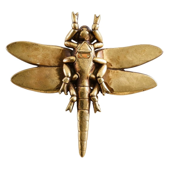 Dragonfly Wall Decor 3D Textured Wings Hanging Sculpture for Patio Fence Garden, Resin Insect Wall Art Ornament for Bedroom Backyard Entryway, Gold Accent
