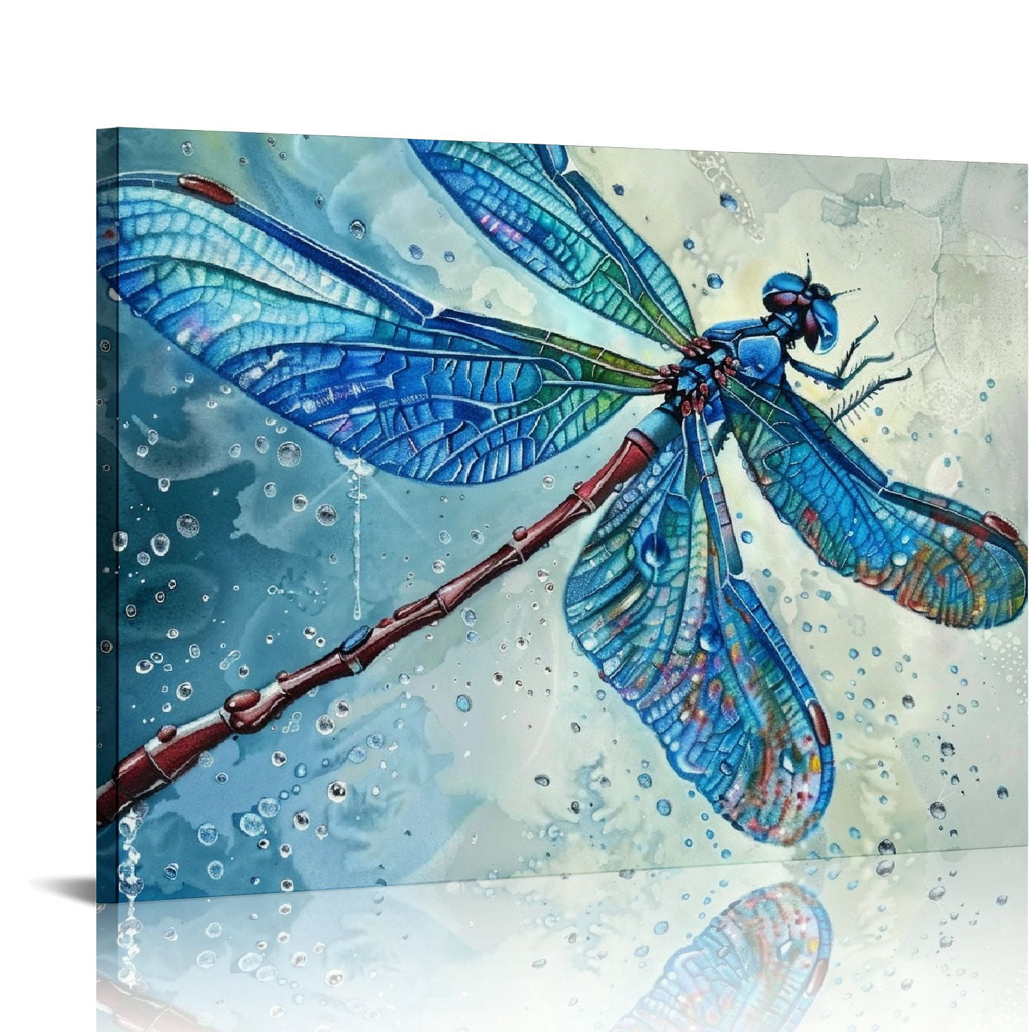 Insects Bug Crafts Dragonfly Wall Decor Picture Nature Insect Animal Canvas Wall Art Blue ...