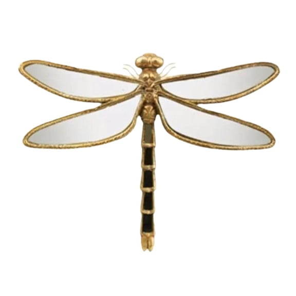 Dragonfly Wall Hanging, 9.76 in Tall with Mirror Wings, Adds Vintage Charm and Reflective Art, Perfect for Living Room or Bedroom Decor