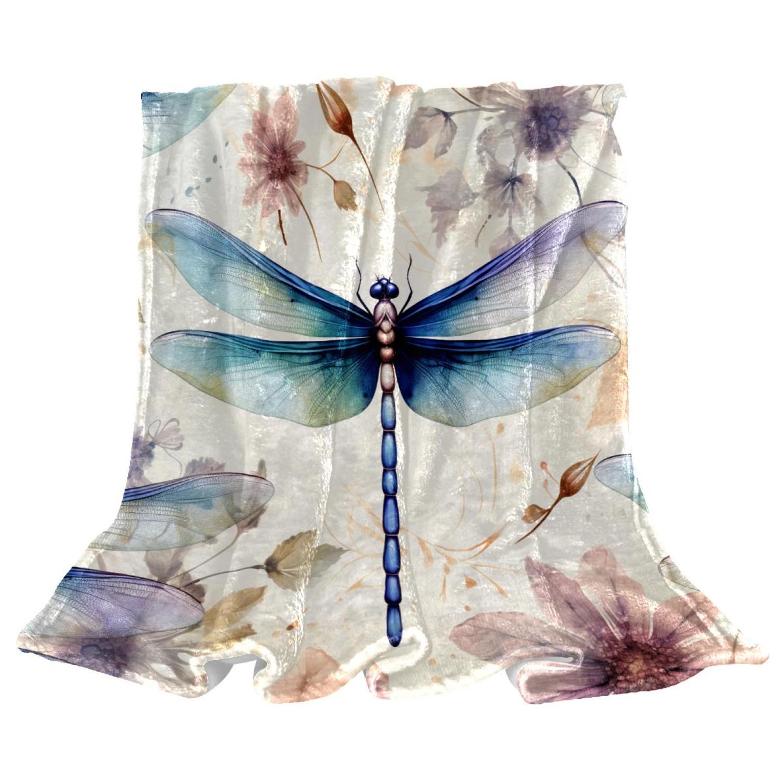 Dragonfly Warm Cozy Throw Blanket Microfiber Fleece Blankets for Couch