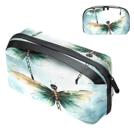 Dragonfly Waterproof Oxford Cloth Travel Organizer for Electronic Devices with USB Pouch, Charger Pouch, Charger Bag Organizer, and Phone Cable Organizer, 5.9x9.44x3.14 in