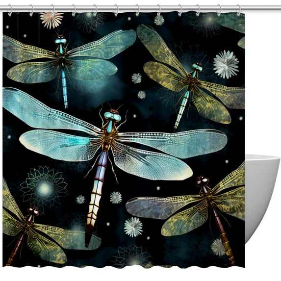 Dragonfly Waterproof Printed Shower Curtain Sets with Hook for Bathroom Decoration - Bathroom Curtain for Home Decor