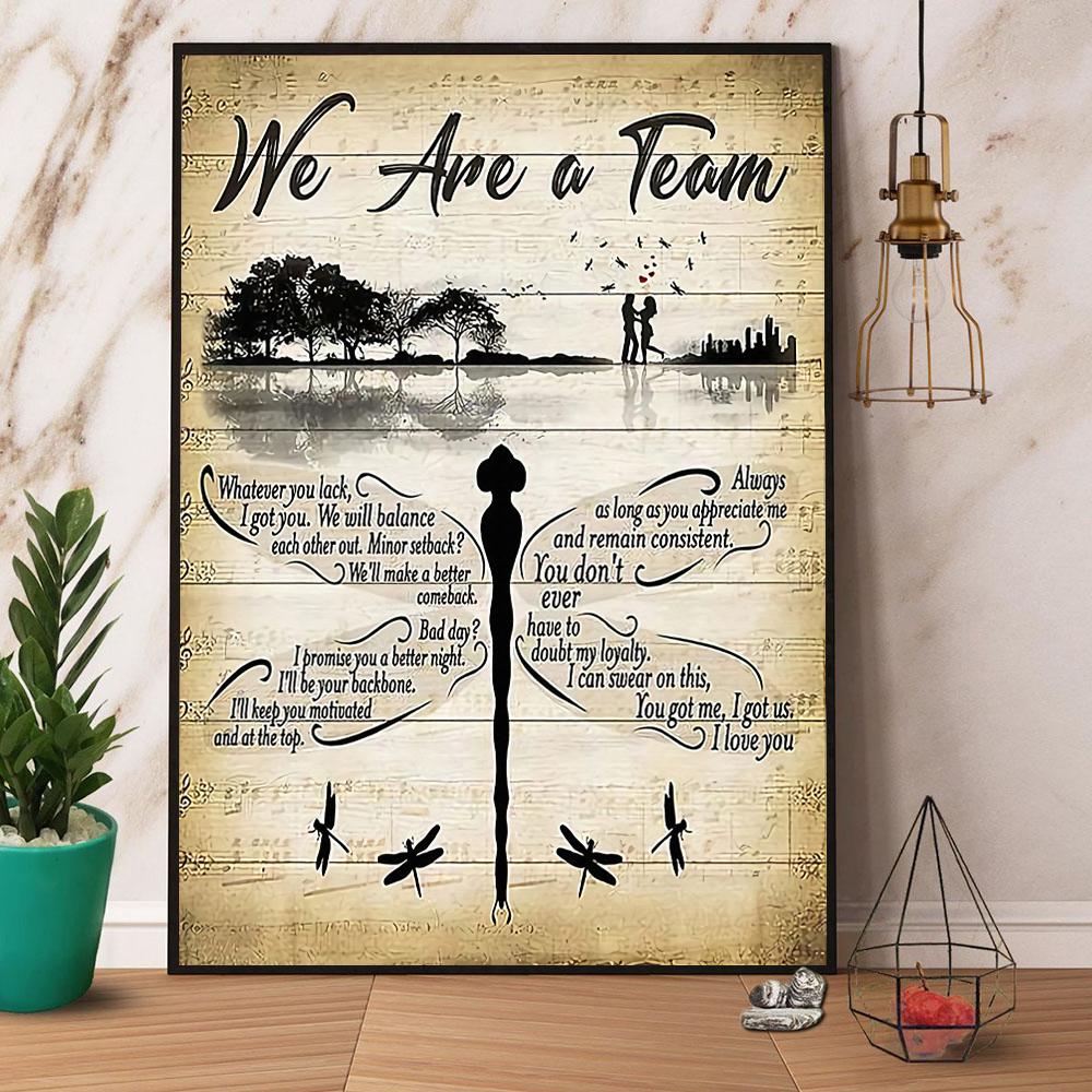Dragonfly We Are A Team Retro Paper Poster No Frame Matte Wall Art ...
