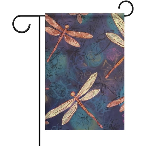 Dragonfly Welcome Garden Flag, 12 x 18 Inch, Double Sided Seasonal Outdoor Yard Patio Lawn Decoration, All Seasons Farmhouse Style