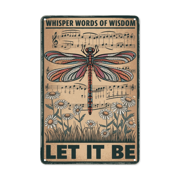 Dragonfly Whisper Words Of Wisdom Just Be Metal Tin Sign Zen Garden Yoga Studio Decor Perfect For Hanging In Bedroom Office Rustic Vintage Finish Weatherproof Coating Motivational Gift 8x12 inch