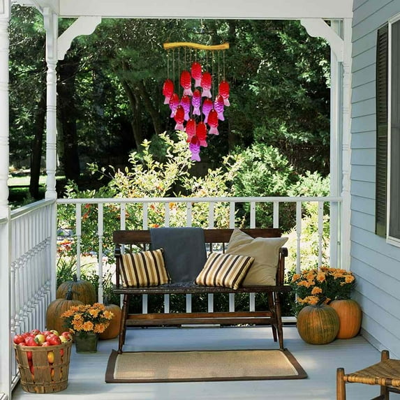Dragonfly Wind Chime Metal Glass Music Wind Bell Romantic Colorful Dragonfly Shaped Hanging Ornaments with Chime Gifts for Women Garden Patio Yard Party Indoor Outdoor Decorations