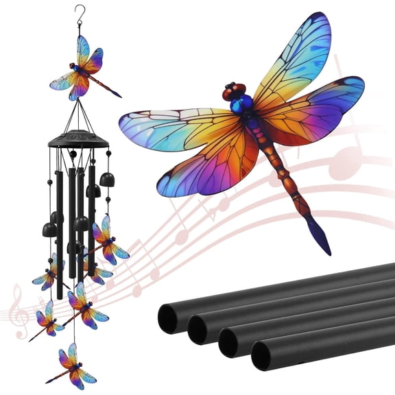 Dragonfly Wind Chimes for Outside 38.2", Metal Outdoor Windchimes, Balcony Decor Gifts for Nature Lovers