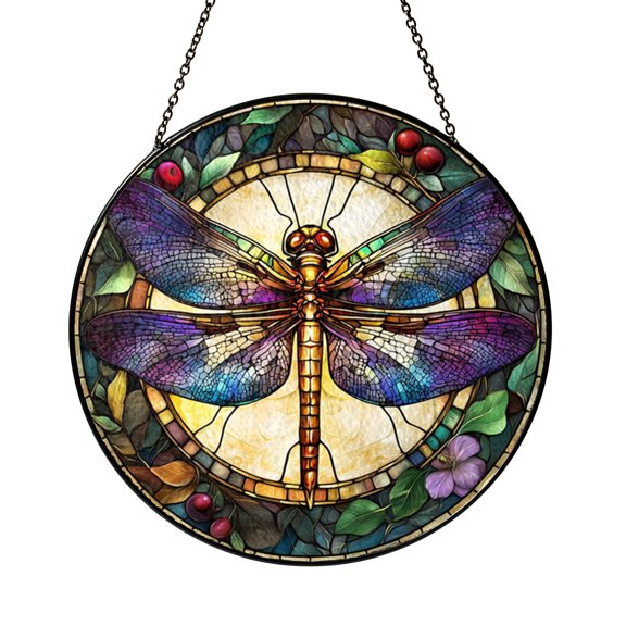 Dragonfly Window Suncatcher with Stained Glass Effect, Decorative Nature Window Art