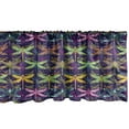 thumbnail image 1 of Dragonfly Window Valance Pack of 2, Colorful Spring Season Insectsest Bug and Wings Entomology Print, Rod Pocket Curtain Valances Kitchen Bedroom, 54" X 12", Purple and Yellow Green, by Ambesonne, 1 of 3