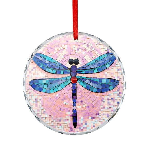 Dragonfly With Purple And Blue Glass Ornament Green Darner Dragonfly Isolated with Clipping Path Glass Round Ornaments Unique Gift Idea