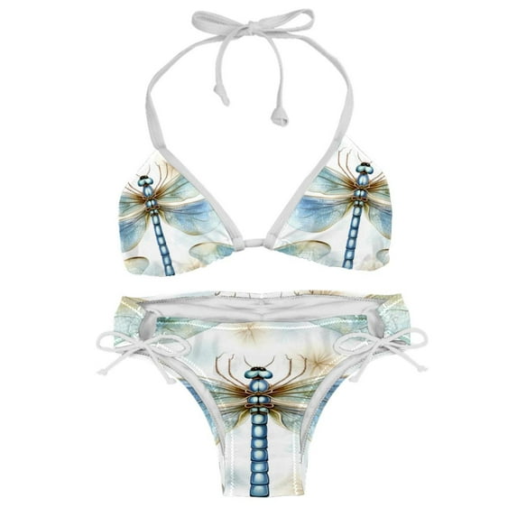 Dragonfly Women's Detachable Sponge Adjustable Strap Bikini Set Swimsuit - Two-Pack for Beach Pool Party
