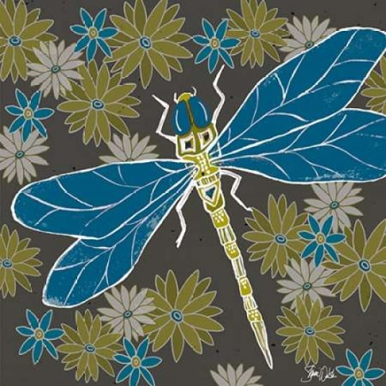 Dragonfly and Floral Canvas Art - Shanni Welsh (24 x 24)