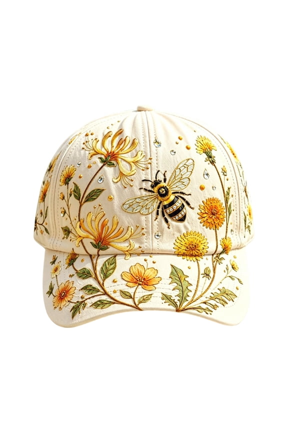 Dragonfly and Flower Theme Baseball Cap 2D Digital Print Adjustable Unisex Hat for Outdoor Sports Casual Wear