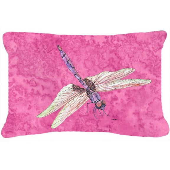 Dragonfly on Pink Indoor & Outdoor Fabric Decorative Pillow - 12 x 16 In.