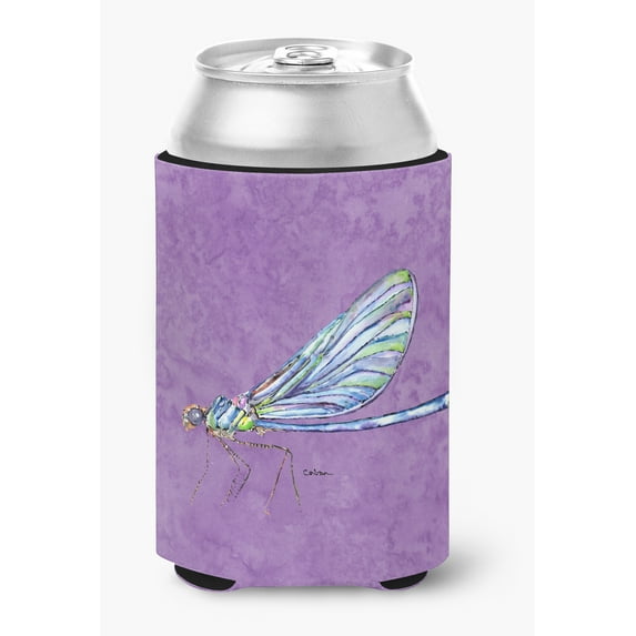 Dragonfly on Purple Can or Bottle Beverage Insulator Hugger
