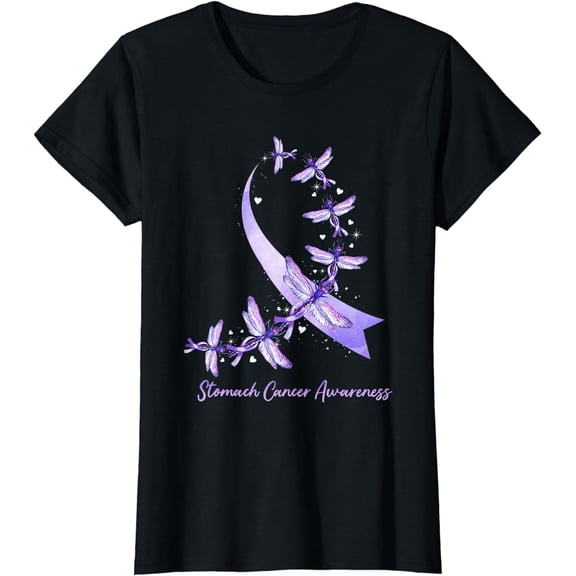 Dragonfly periwinkle ribbon stomach cancer awareness T-Shirt