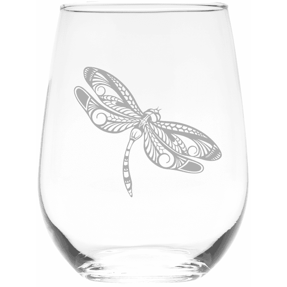 C&M Personal Gifts 17 oz Dragonfly Stemless Wine Glass