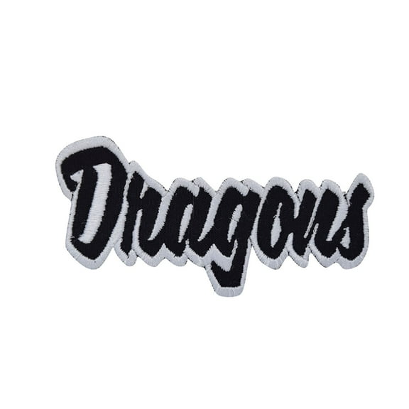 Dragons - Black/White - Team Mascot - Words/Names - Iron on Applique/Embroidered Patch