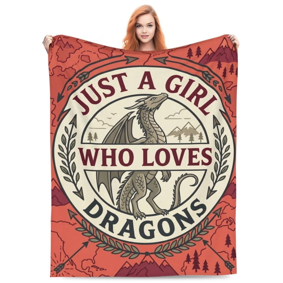 Dragons Blanket Earth Tone Vintage Nature Scene Plush Blanket For Couch Sofa Chair Airplane Lounge Home Theater,All Season Wrap, Holiday Gift 50x40