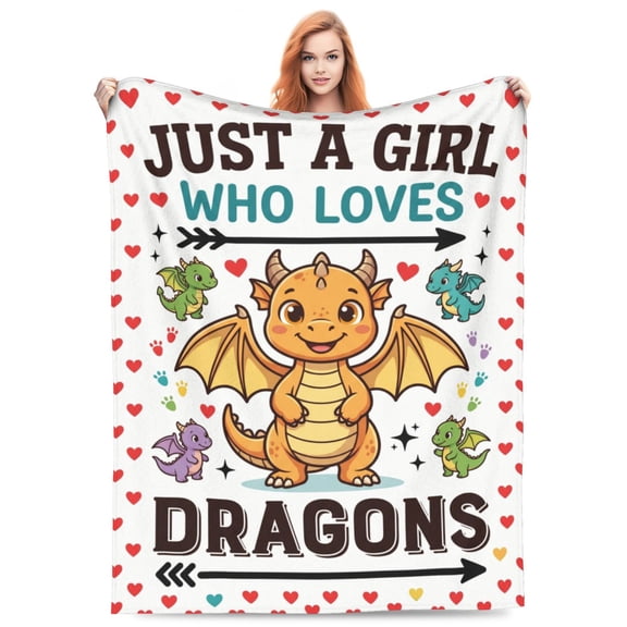 Dragons Blanket Yellow Orange Cute Dragon Heart Paw Prints Flannel Throw, Soft Warm Cozy Blanket For Couch Sofa Office Travel Camping Car, Christmas Gift 50x40