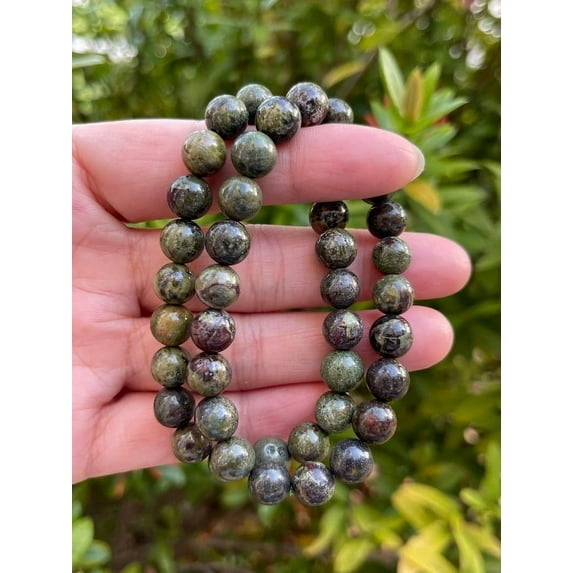 Dragons Blood Jasper Crystal Bead Bracelet 8mm, Genuine Dragons Blood Jasper Stretch Gemstone Bracelet, Healing Crystal Bracelet Bead Bracelet, Gift for Men & Women