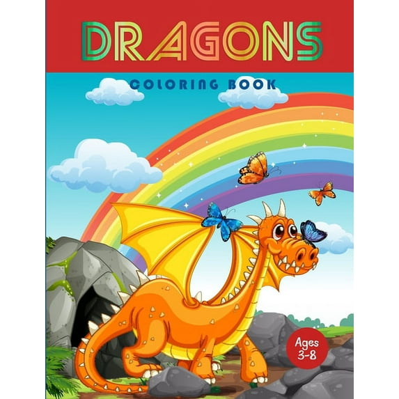 Dragons Coloring Book: Jumbo Coloring Book With Dragons For Kids, (Paperback)
