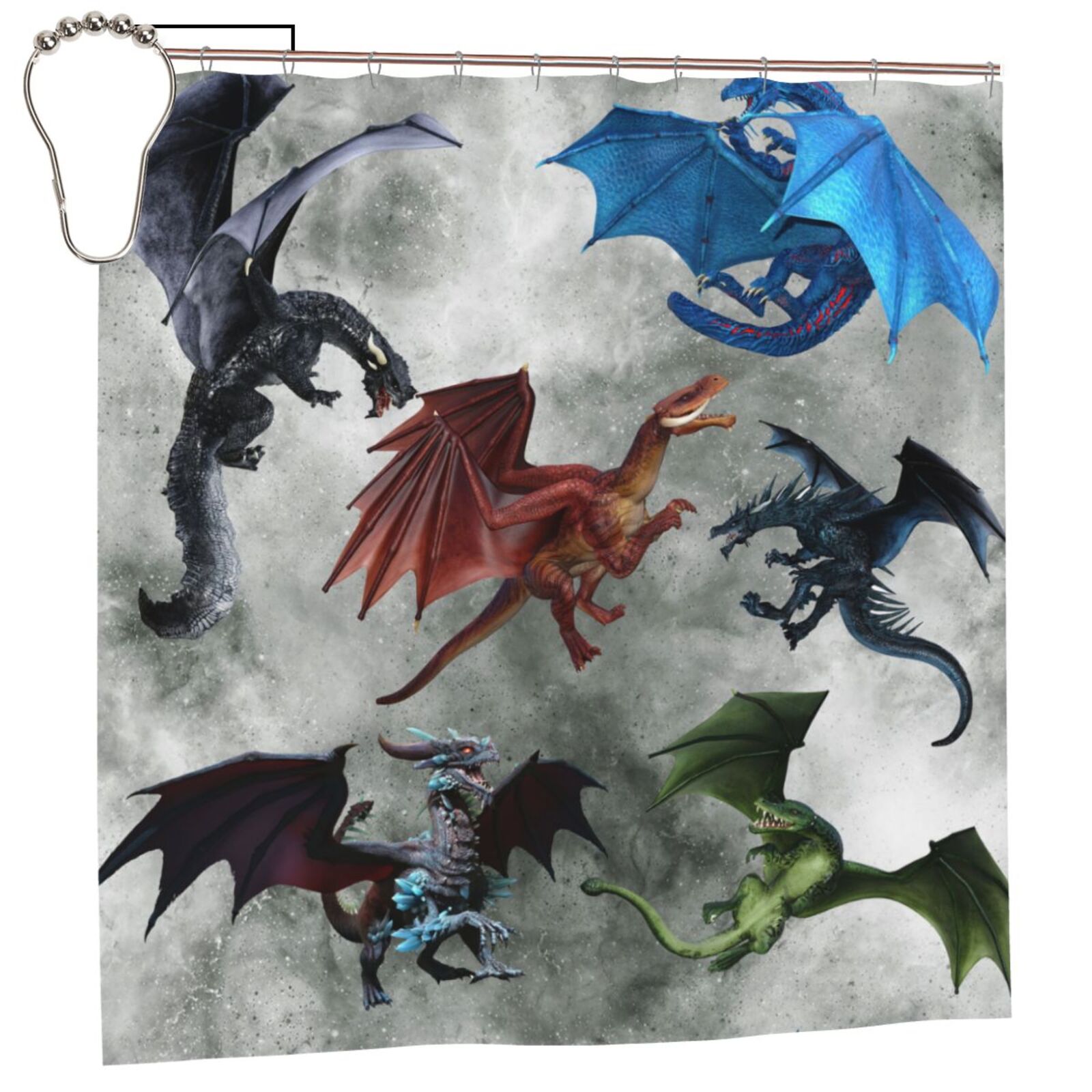 Dragons Fighting In The Sky Bathroom Decor Shower Curtains for Bathroom