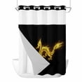 thumbnail image 1 of Dragons Flames No Hook Shower Curtain with Snap in Liner Yellow Dragons Abstract Art Black Background Waterproof Bathroom Shower Curtain with See Through Top Window for Bathtub 60" x 72", 1 of 9