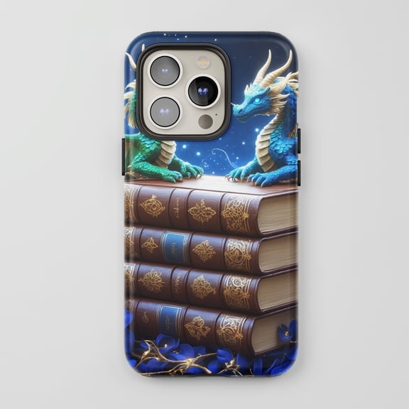 Dragons For All iPhone Series Protective Phone Case Fantasy Art Blue Green