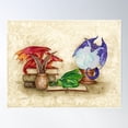 thumbnail image 1 of Dragons In The Library Poster Wall Art, Modern Wall Decor For Living Room Bedroom, 8x12 UNFRAMED, 1 of 3