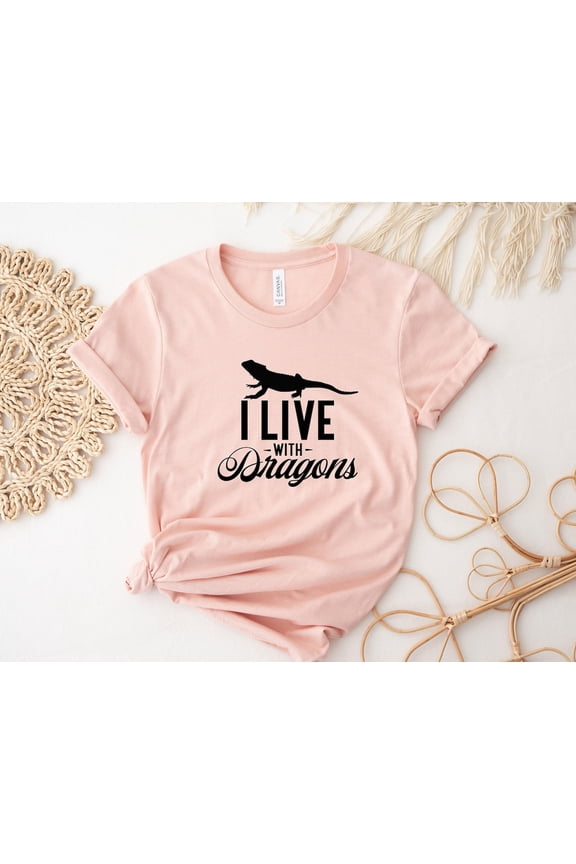 Dragons Lover Shirt, Bearded Dragon T-Shirt, I Live with Dragons Shirt, Animal Lover, Bearded Dragon Owner, Bearded Dragon s, F4458 All Size S-5Xl