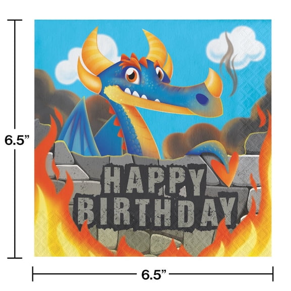 Dragons Luncheon Napkin, Happy Birthday