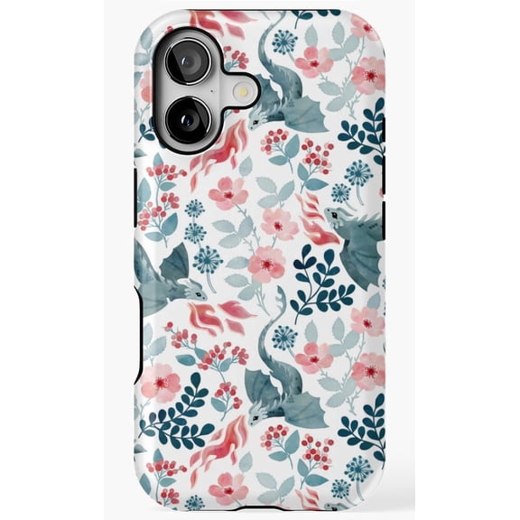 Dragons Pastel Floral Whimsical Fantasy Creature Phone Case for iPhone 17 16 15 14 13 12 11 Pro Max