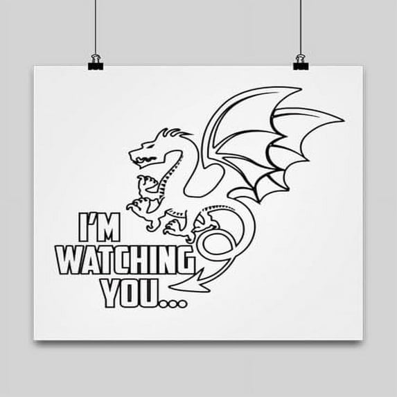 Dragons Poster - Mythical Creature Wall Art - White 13x13in Decor Gift